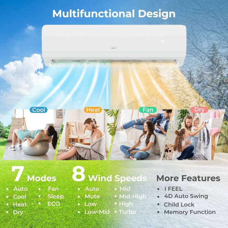 36000 BTU 2 Zone 19 SEER2 Mini Split AC with Heat Pump by DirectDeals