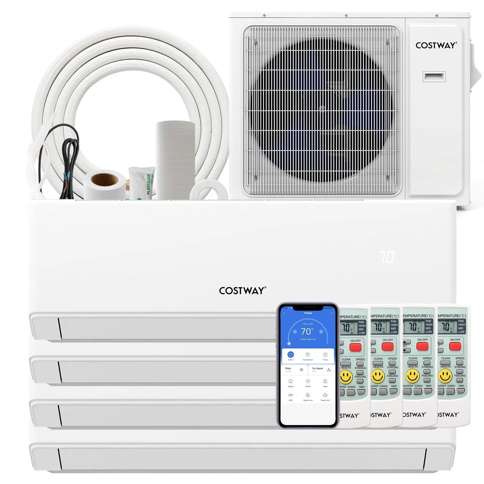 36000 BTU 4 Zone 23 SEER2 Mini Split Air Conditioner Wifi Enabled with Heat Pump by DirectDeals