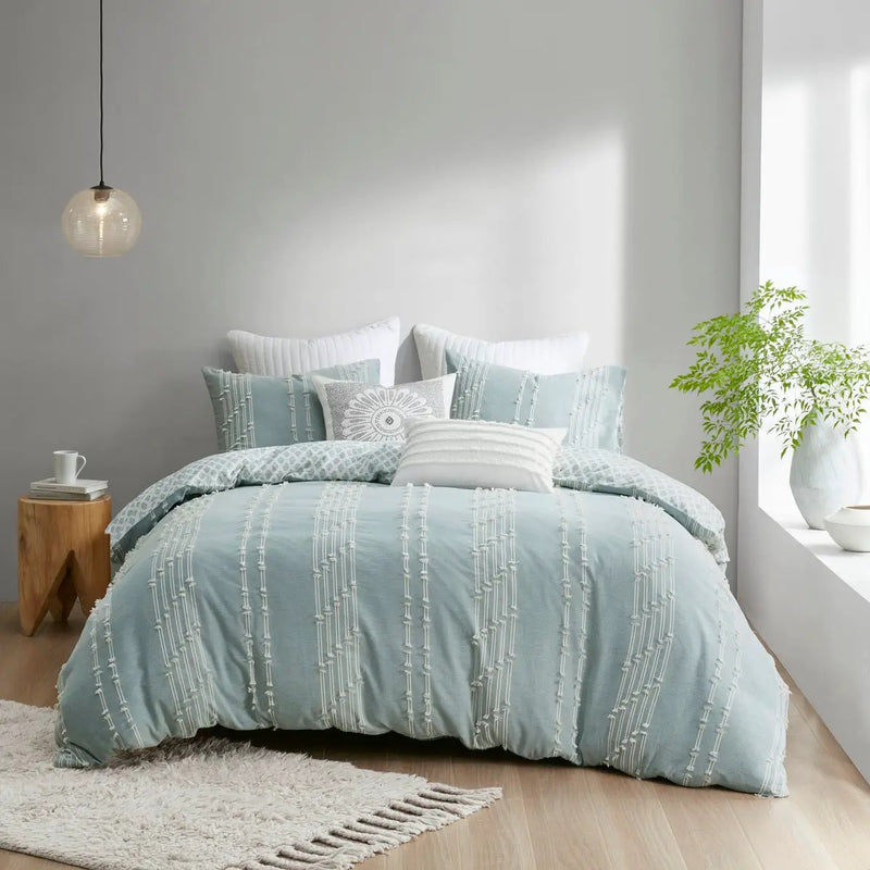 King/Cal King 3 Piece Cotton Jacquard Duvet Cover Set by HouseOfZazla