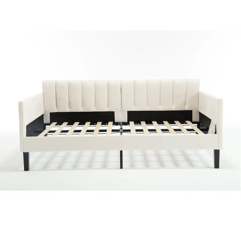 Elena - Boucle Upholstered Daybed, Ribbed Tufted Backrest by Unique Piece Furniture
