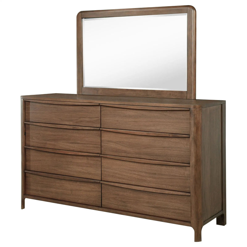 Maderia 8-drawer Dresser and Mirror Walnut by Unique Piece Furniture