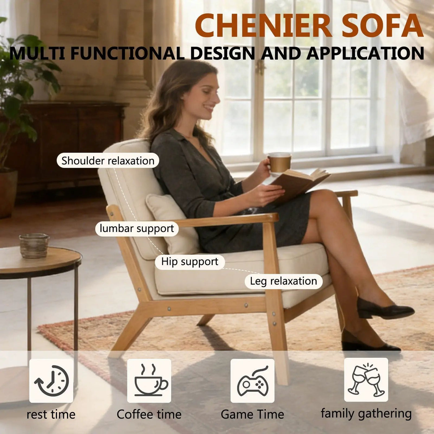 Living Room Chair With Lumbar Pillow by Unique Piece Furniture