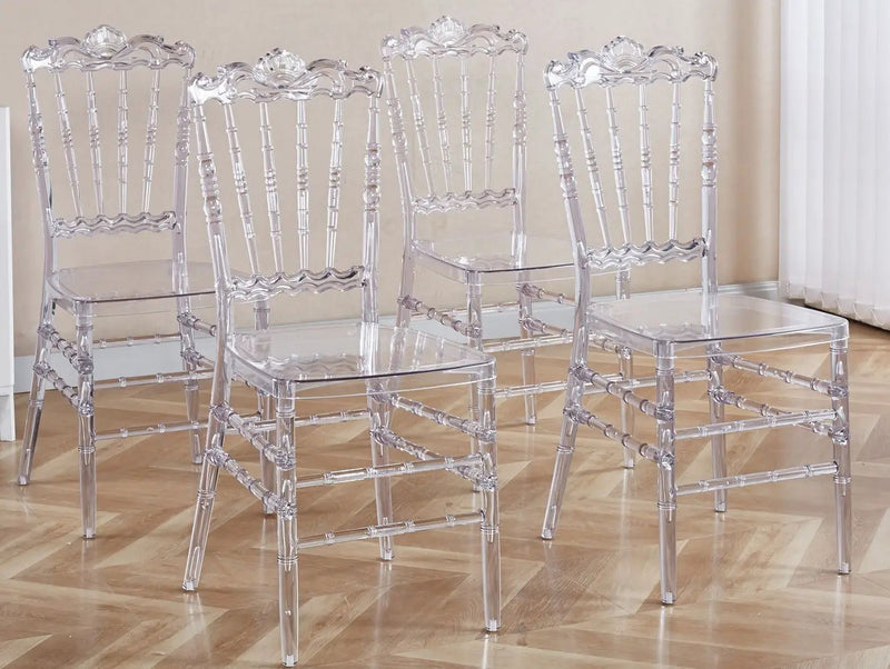 Dining Chair With Plastic Seat, Welding Chair (Set of 4) - Transparent by Unique Piece Furniture