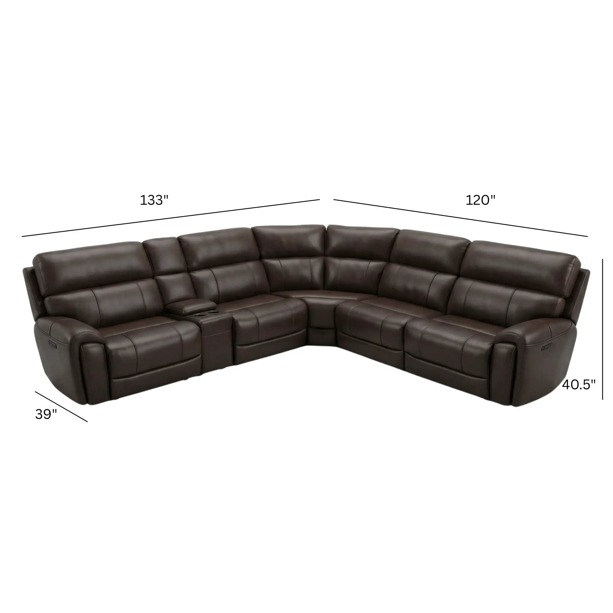 Brazil - Power Sectional With Adjustable Headrest & Footrest - Dark Brown by Unique Piece Furniture