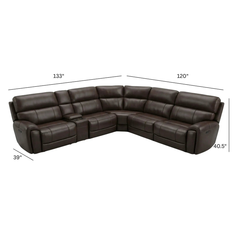 Brazil - Power Sectional With Adjustable Headrest & Footrest - Dark Brown by Unique Piece Furniture