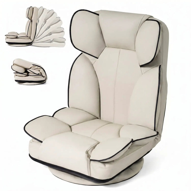 360 Degree Swivel Floor Gaming Chair with 6-Position Adjustable Backrest and Sponge Filling by DirectDeals