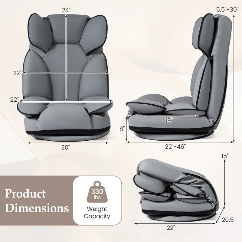 360 Degree Swivel Floor Gaming Chair with 6-Position Adjustable Backrest and Sponge Filling by DirectDeals