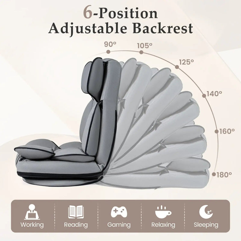 360 Degree Swivel Floor Gaming Chair with 6-Position Adjustable Backrest and Sponge Filling by DirectDeals