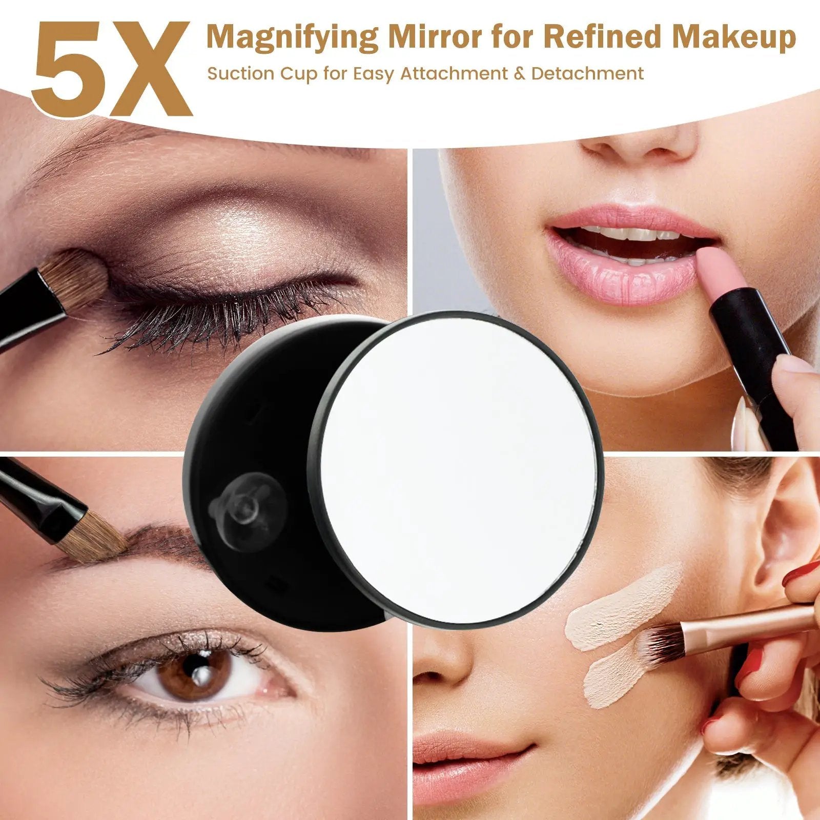 360¬∞ Rotatable Vanity Makeup Mirror with 3 Color Lighting Modes and Touch Control-Black by DirectDeals