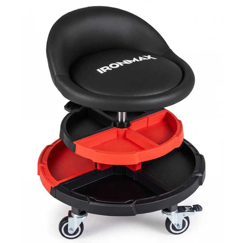 Rolling Mechanic Stool with Adjustable Height & Tool Trays by DirectDeals