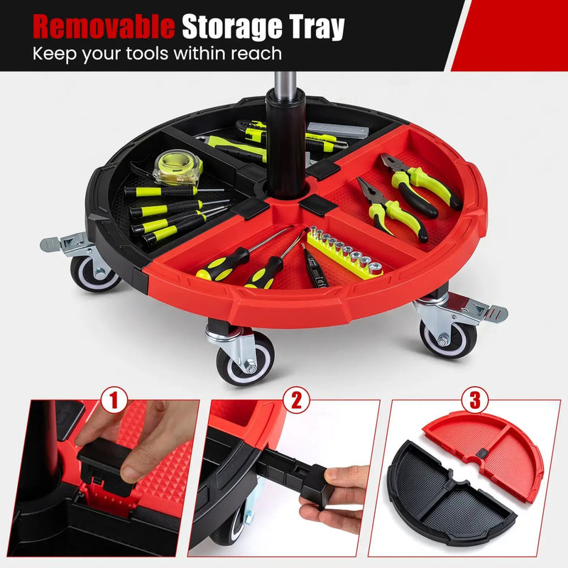 Rolling Mechanic Stool with Adjustable Height & Tool Tray by DirectDeals