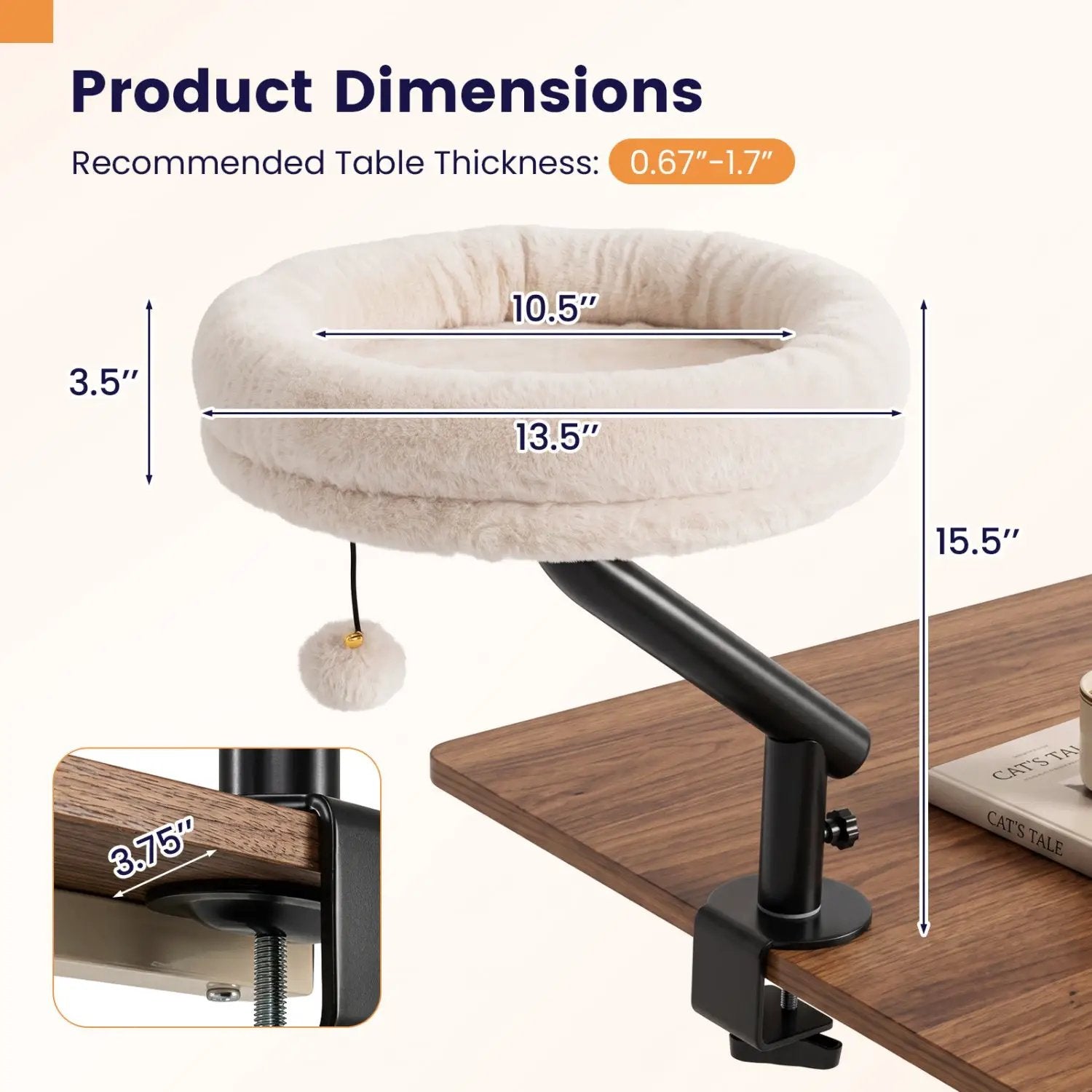 Cat Desk Bed with 360° Rotating Perch and Clamp Mount by DirectDeals