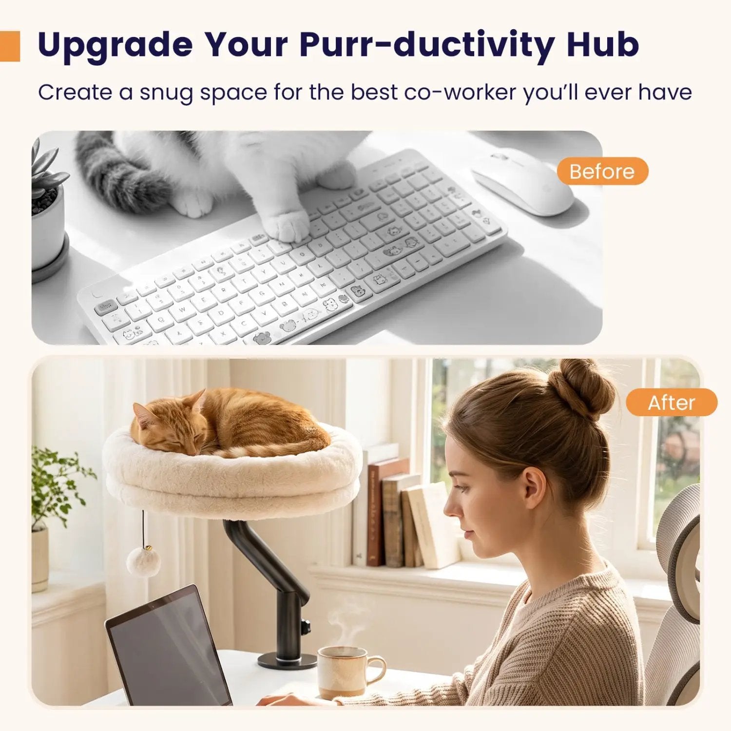 Cat Desk Bed with 360° Rotating Perch and Clamp Mount by DirectDeals