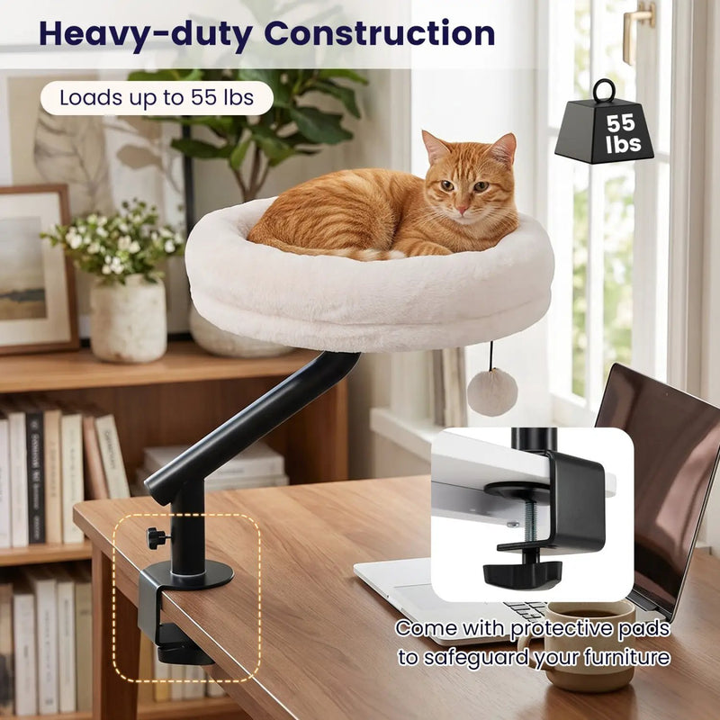Cat Desk Bed with 360° Rotating Perch and Clamp Mount by DirectDeals