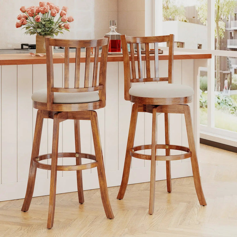 360¬∞ Rotating Counter Height Chairs Set of 4 with Backrest and Upholstered Seat by DirectDeals