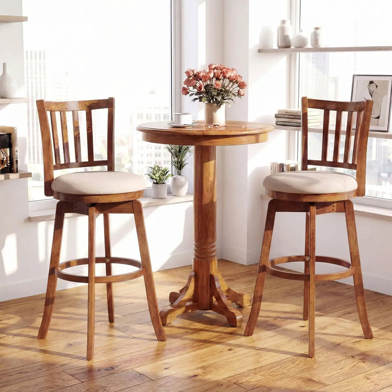 360¬∞ Rotating Counter Height Chairs Set of 4 with Backrest and Upholstered Seat by DirectDeals