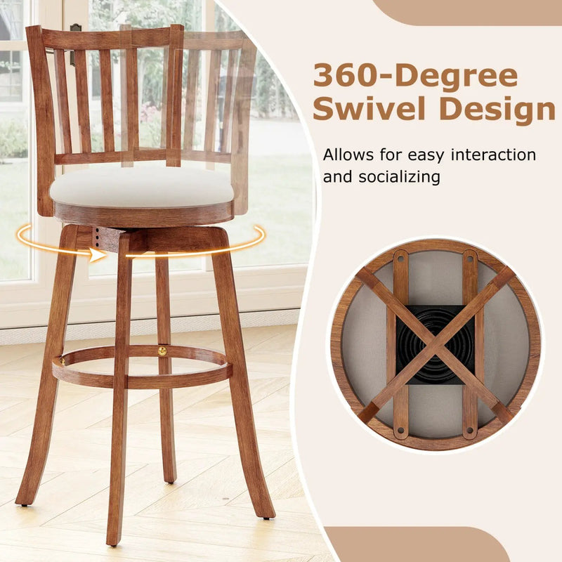 360¬∞ Rotating Counter Height Chairs Set of 4 with Backrest and Upholstered Seat by DirectDeals