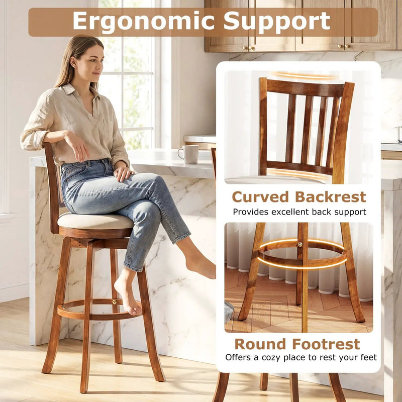 360¬∞ Rotating Counter Height Chairs Set of 4 with Backrest and Upholstered Seat by DirectDeals