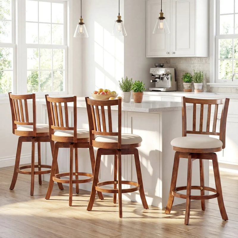 360¬∞ Rotating Counter Height Chairs Set of 2 with Upholstered Seat and Backrest by DirectDeals