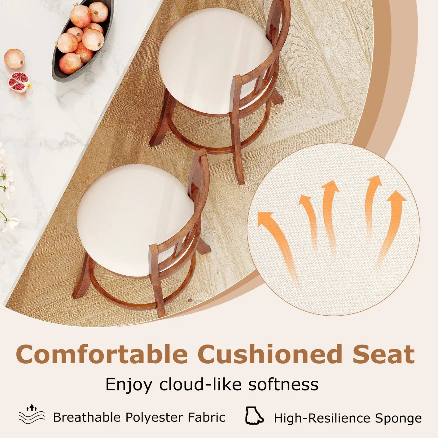 360¬∞ Rotating Counter Height Chairs Set of 2 with Upholstered Seat and Backrest by DirectDeals