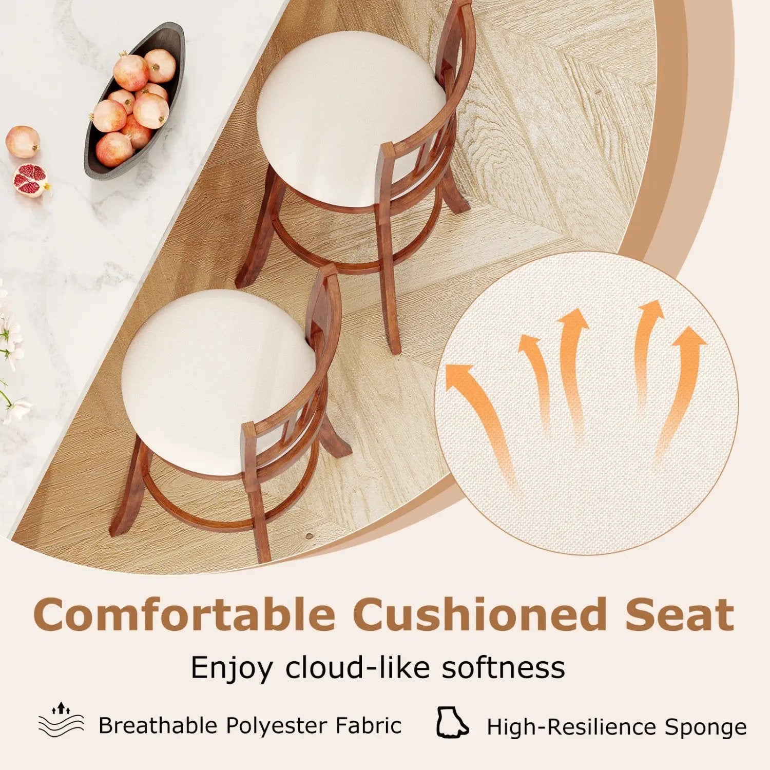 360¬∞ Rotating Counter Height Chairs Set of 2 with Upholstered Seat and Backrest by DirectDeals