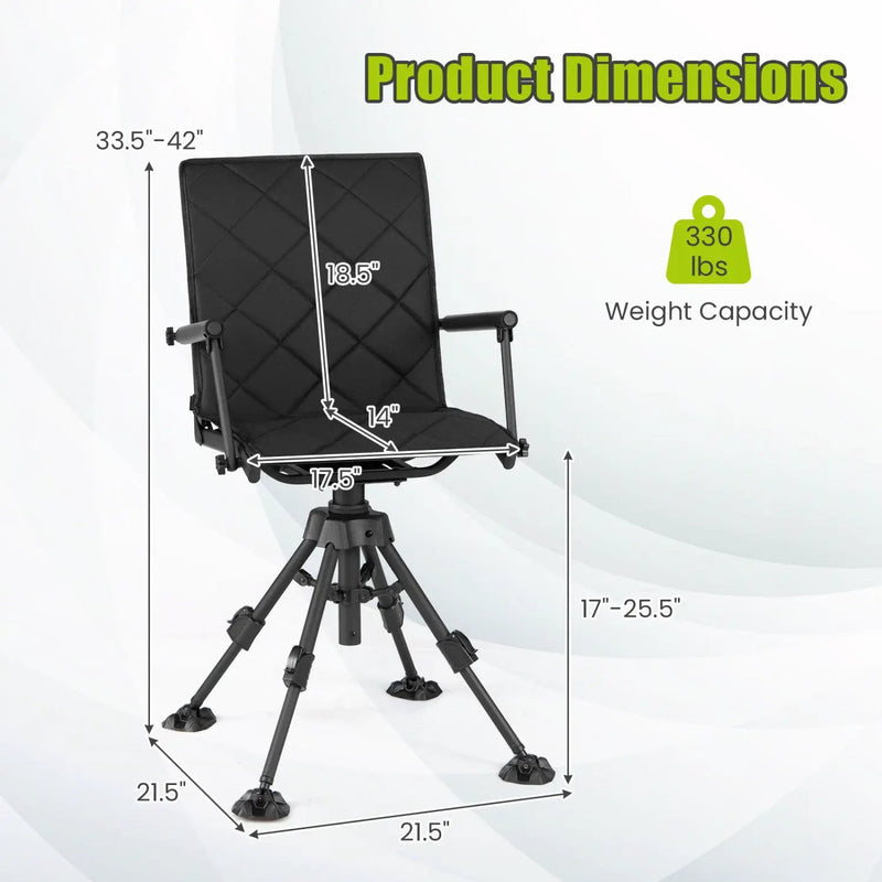 360° Swivel Hunting Seat with 5-Level Adjustable Height by DirectDeals