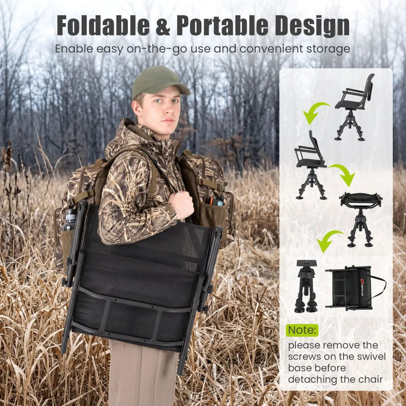 360° Swivel Hunting Seat with 5-Level Adjustable Height by DirectDeals