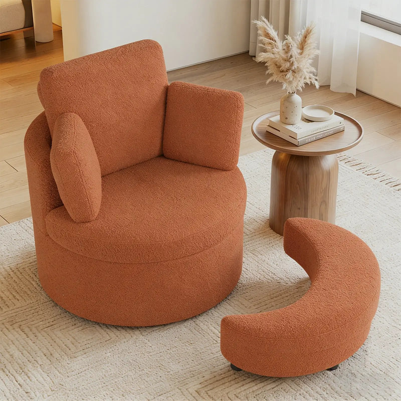 360¬∞ Swivel Accent Chair with Half Moon Storage Ottoman by DirectDeals