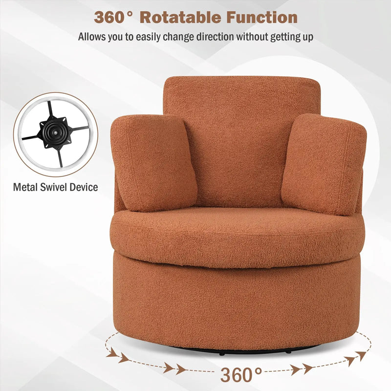 360¬∞ Swivel Accent Chair with Half Moon Storage Ottoman by DirectDeals