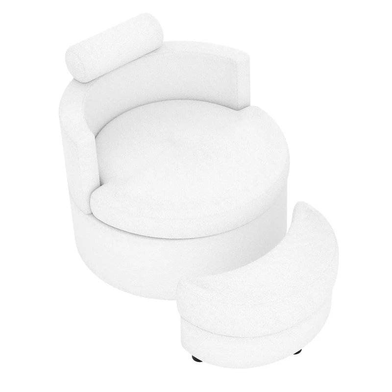 360¬∞ Swivel Accent Chair with Half Moon Storage Ottoman by DirectDeals