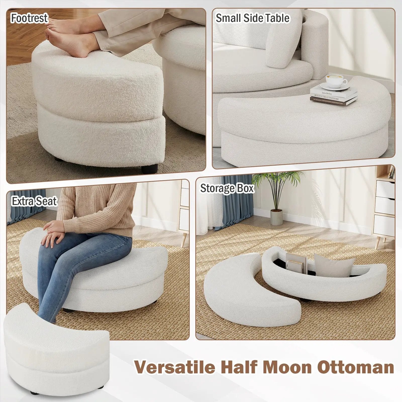 360¬∞ Swivel Accent Chair with Half Moon Storage Ottoman by DirectDeals