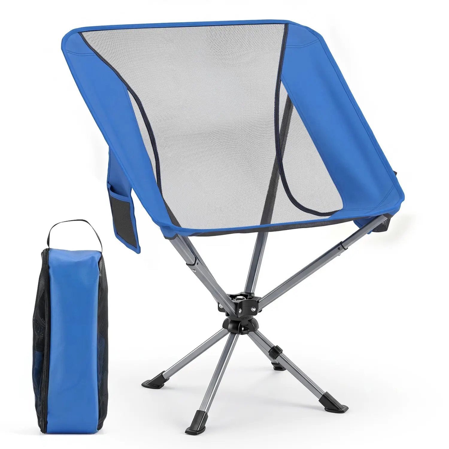 360° Swivel Camping Chair with Cup Holder - 330 lbs Capacity by DirectDeals