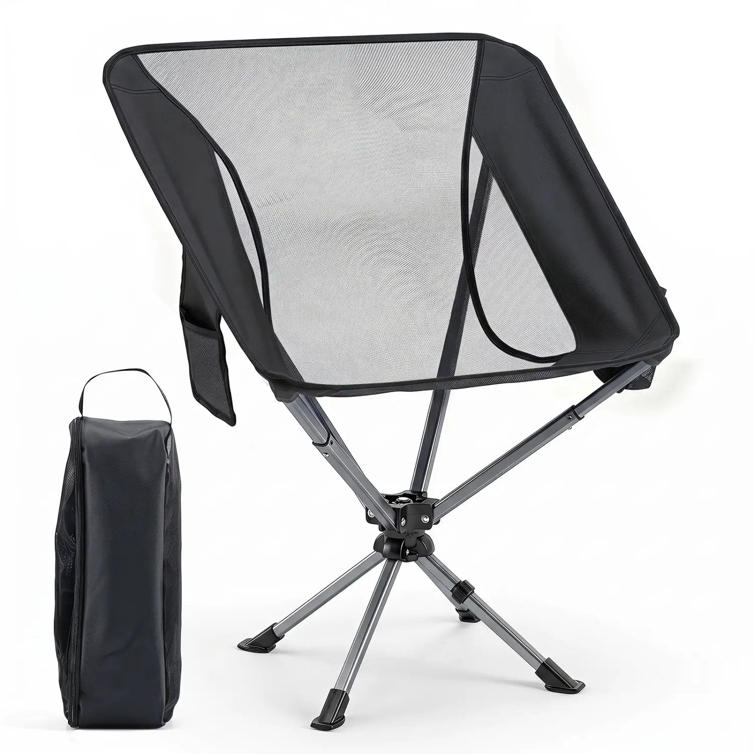 360° Swivel Camping Chair with Cup Holder - 330 lbs Capacity by DirectDeals