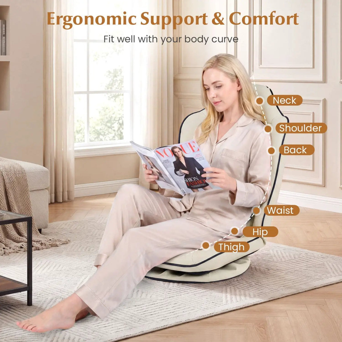 360° Swivel Floor Gaming Chair with Adjustable Backrest, photo 24 of 24