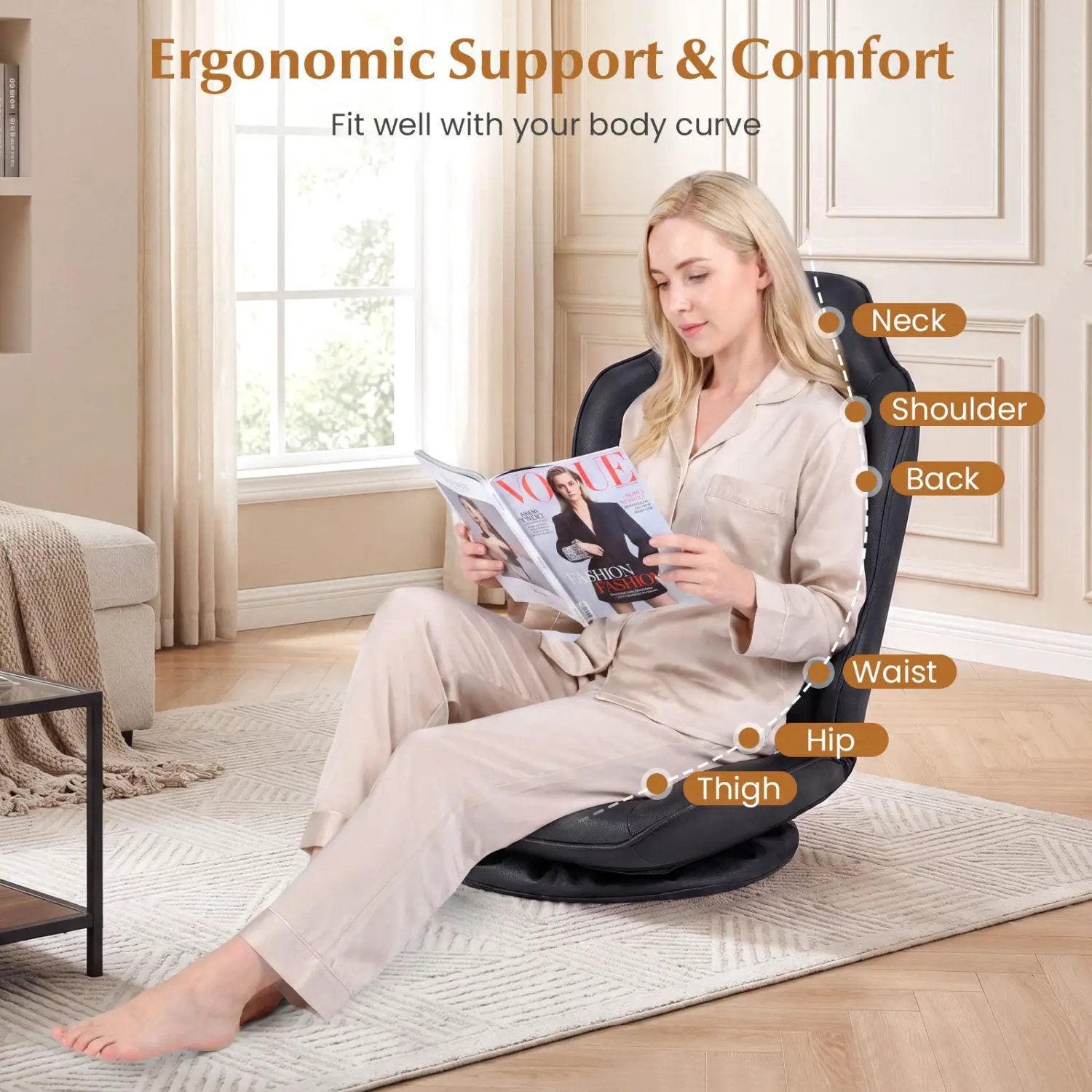 360° Swivel Floor Gaming Chair with Adjustable Backrest by DirectDeals