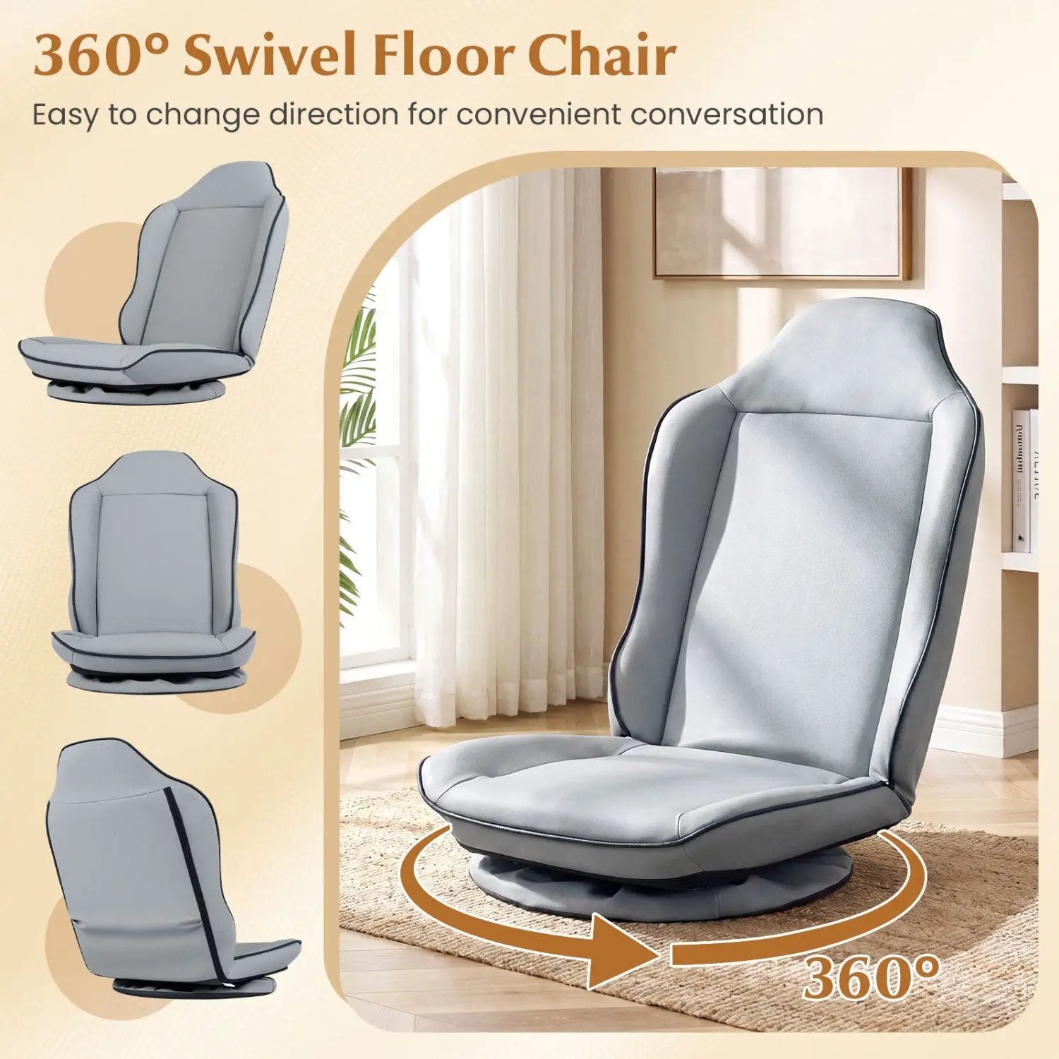 360° Swivel Floor Gaming Chair with Adjustable Backrest by DirectDeals