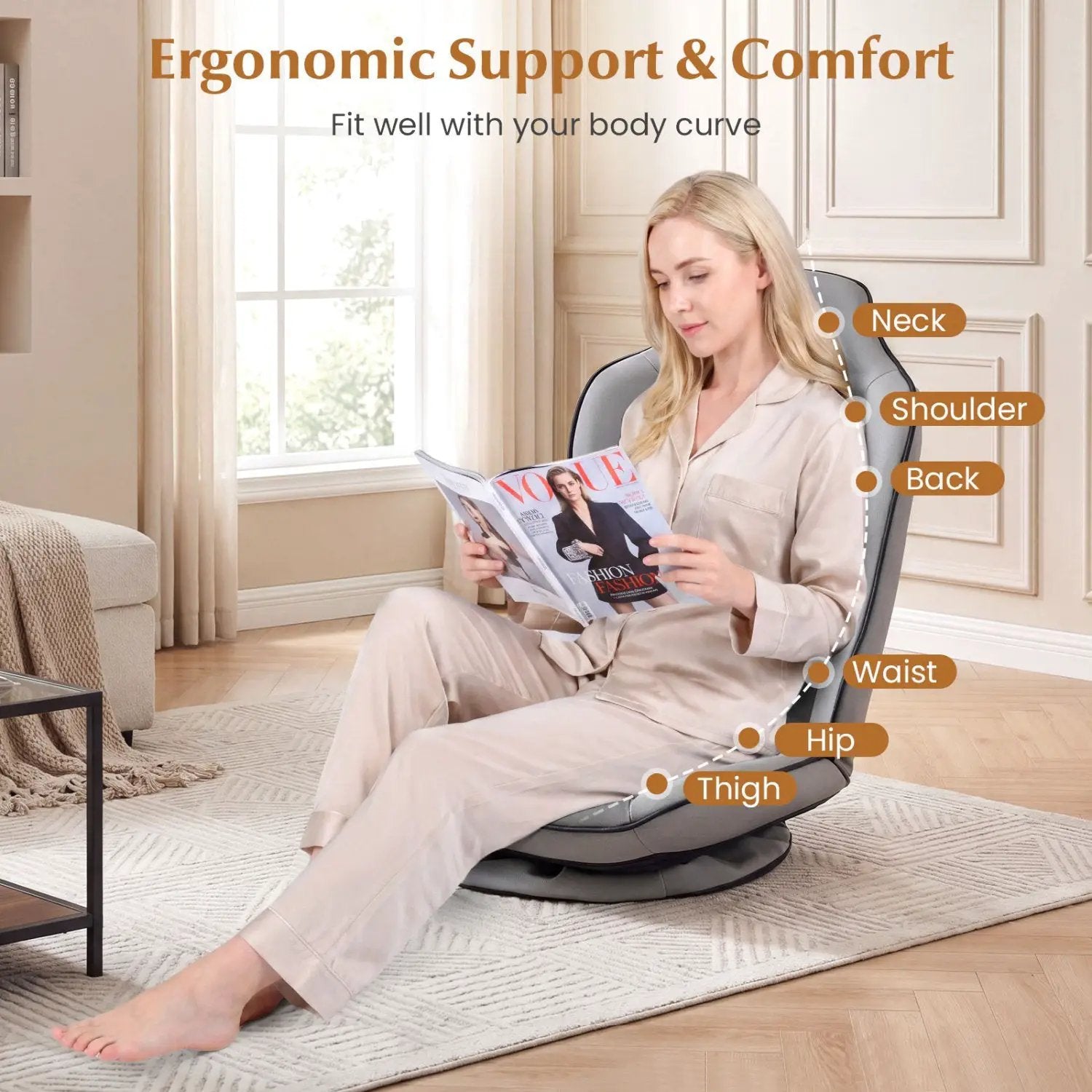 360° Swivel Floor Gaming Chair with Adjustable Backrest by DirectDeals