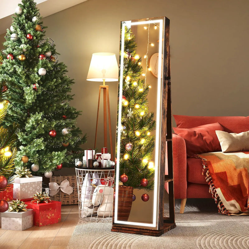 360¬∞ Swivel Freestanding Jewelry Cabinet with Lighted Full Length Mirror by DirectDeals