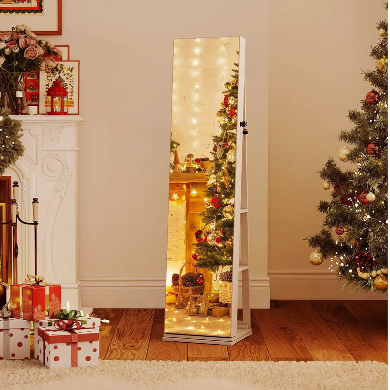 360¬∞ Swivel Jewelry Cabinet with Full Length Mirror by DirectDeals