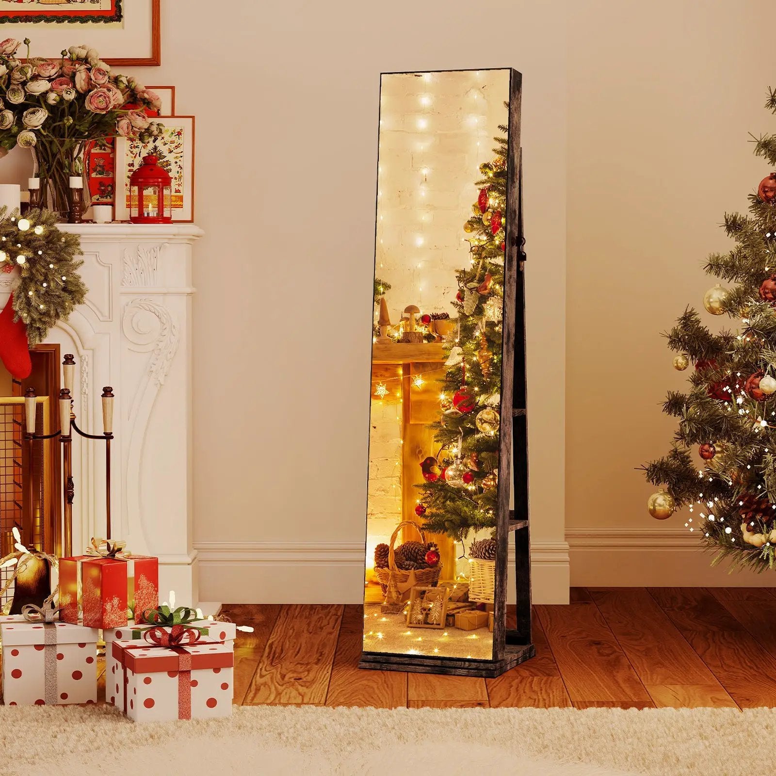 360¬∞ Swivel Jewelry Cabinet with Full Length Mirror by DirectDeals