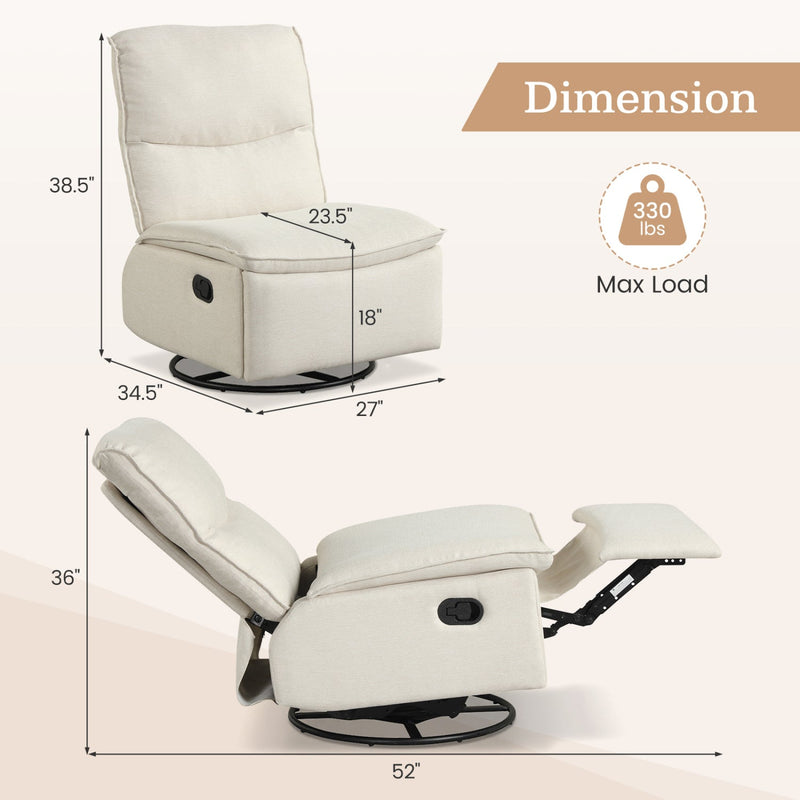 360° Swivel Rocking Chair with Cushioned Back for Living Room by DirectDeals