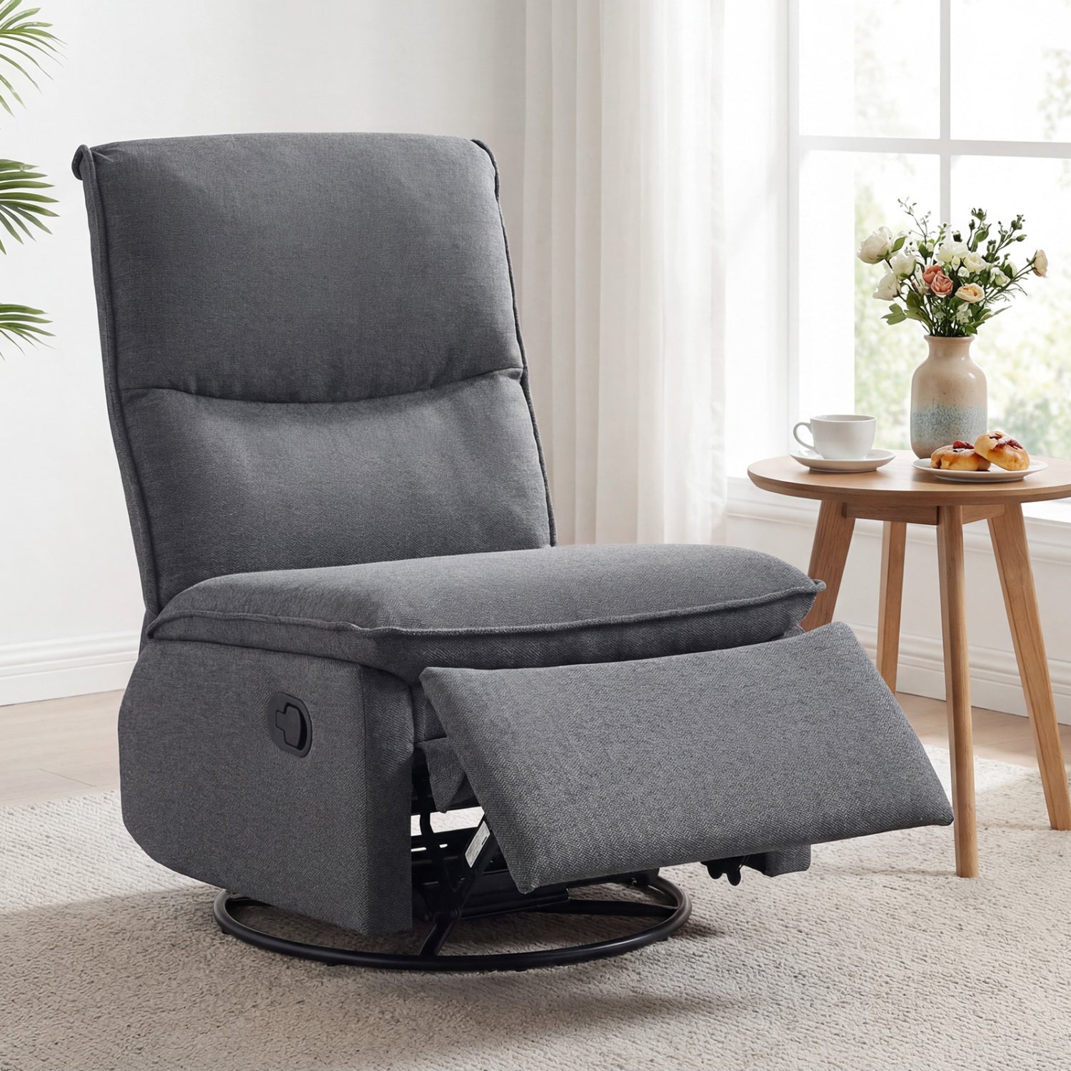 360° Swivel Rocking Chair with Cushioned Back for Living Room by DirectDeals