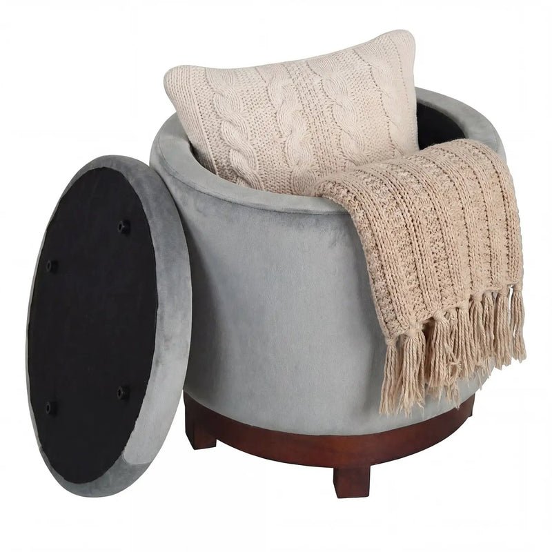 360° Swivel Velvet Foot Rest with Hidden Storage for Living Room by DirectDeals