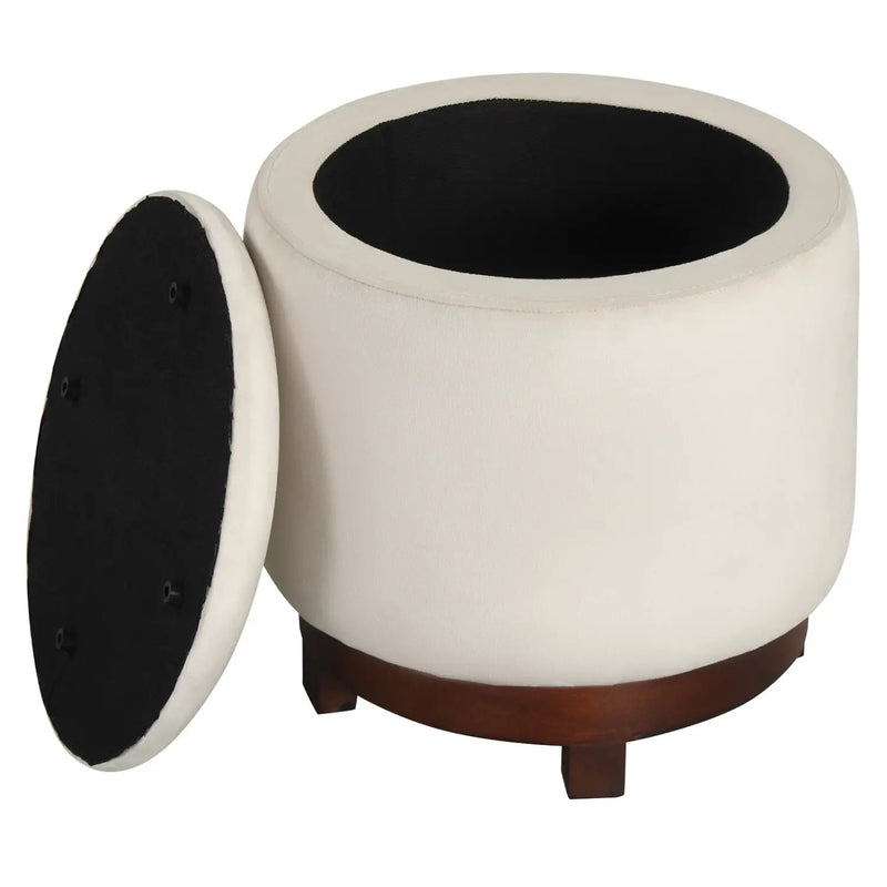 360° Swivel Velvet Foot Rest with Hidden Storage for Living Room by DirectDeals