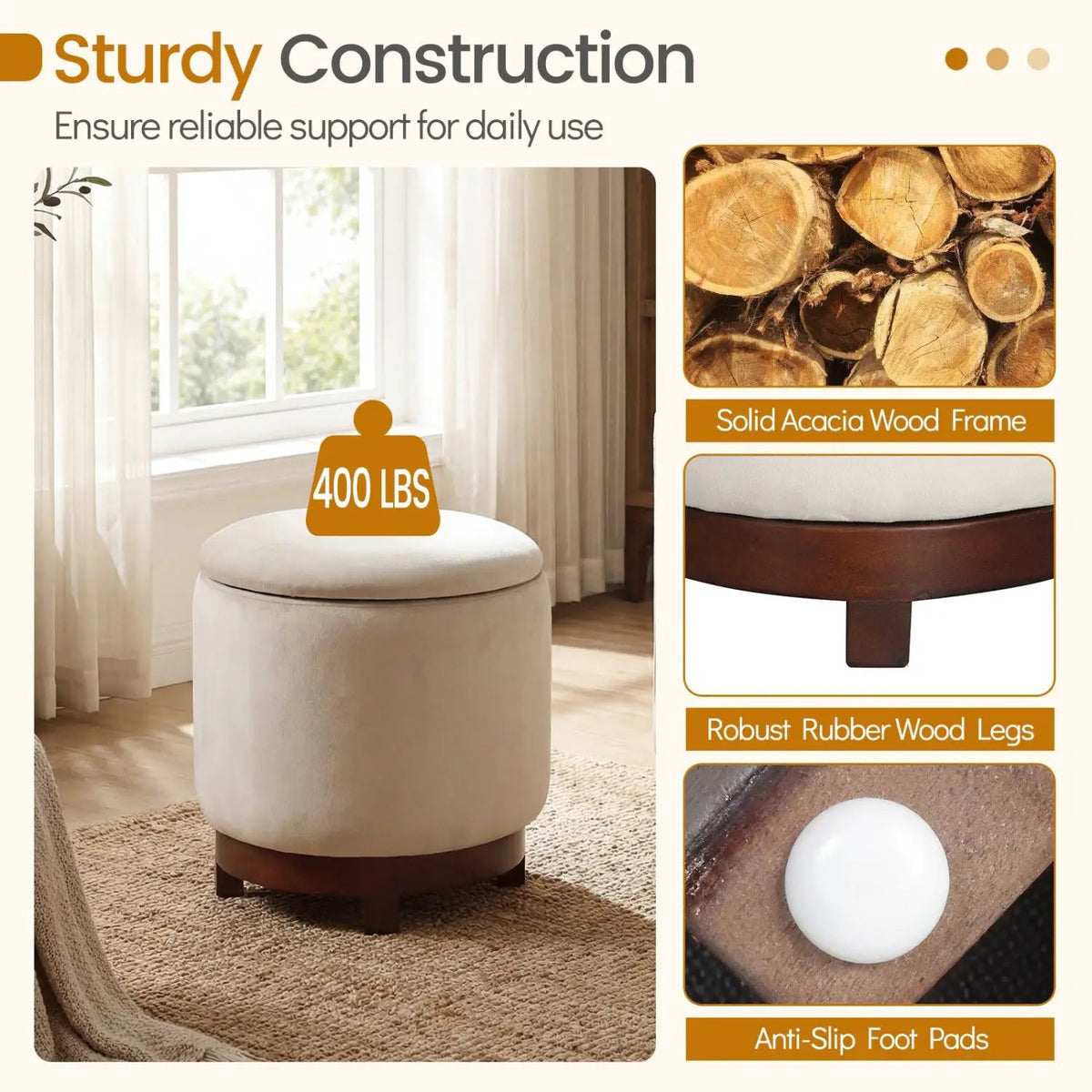 360° Swivel Velvet Foot Rest with Hidden Storage for Living Room, photo 8 of 16