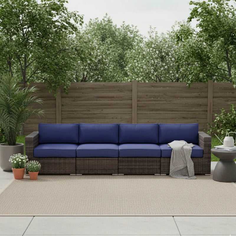 Luxurious Wicker Patio Sectional With Weather Resistant Sunbrella Cushions by HouseOfZazla