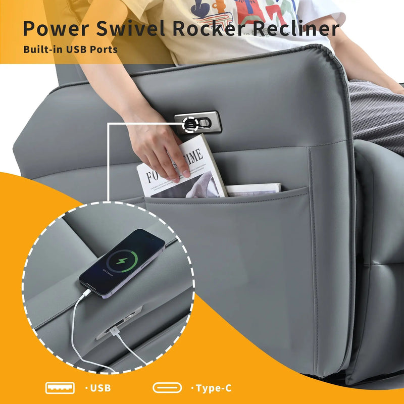 Power Swivel Rocker Recliner Chair for Adults by HouseOfZazla