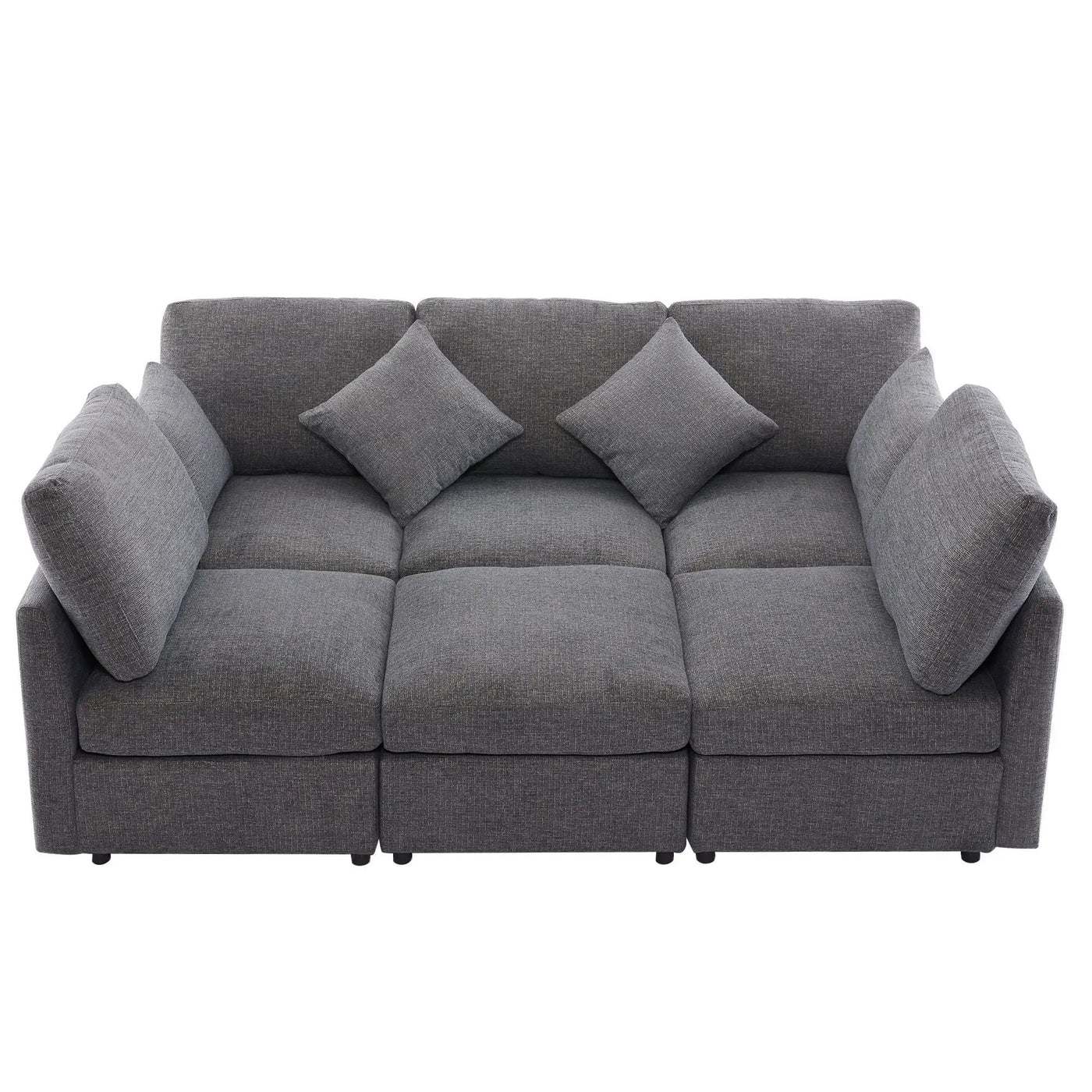 Sectional Sofa Modular U-Shaped With Ottoman & USB Ports by HouseOfZazla