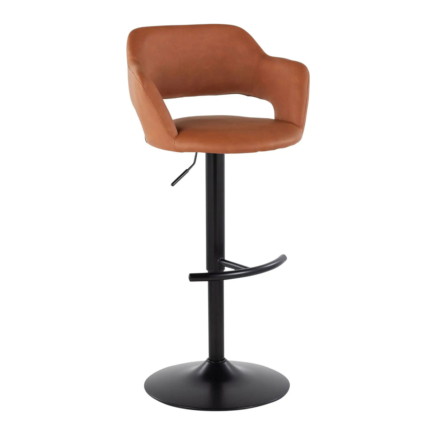 Margarite - Contemporary Adjustable Barstool With Swivel With Rounded T Footrest (Set of 2) by HouseOfZazla