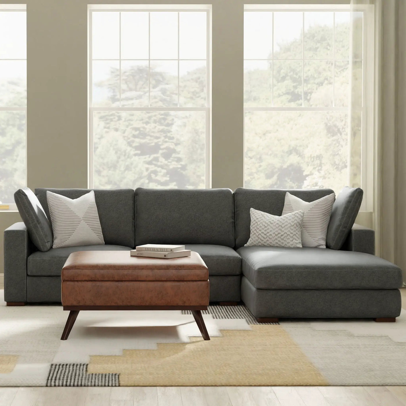 Charlie - Upholstered Deep Seater Sectional Sofa by HouseOfZazla